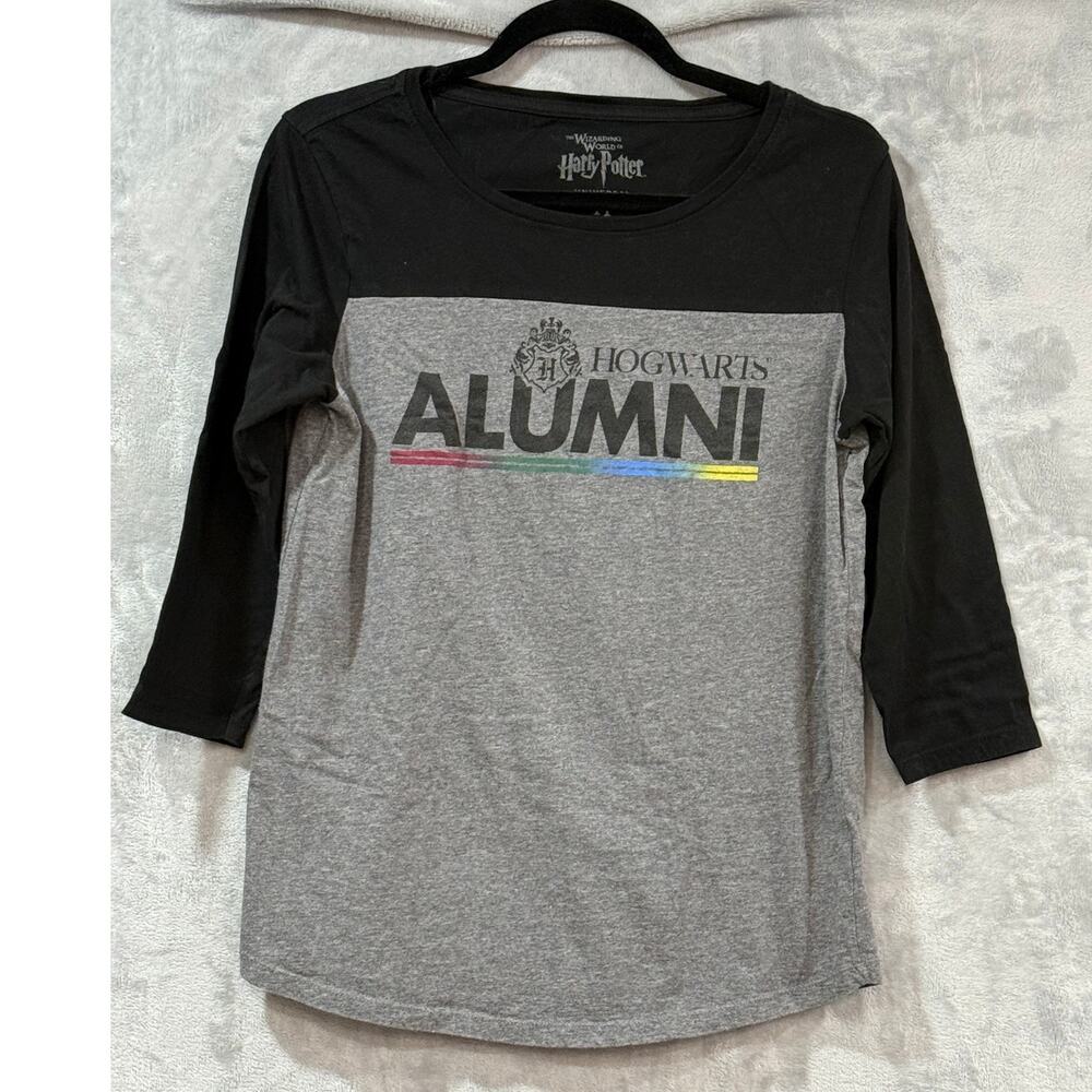 Harry Potter Hogwarts Alumni T Shirt Tee 3/4 Sleeve Gray Black Women M Universal